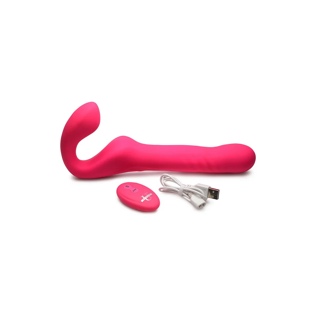 XR Brands Mighty Thrust strapless strap on z funkcją pchania i pilotem - obrazek 3