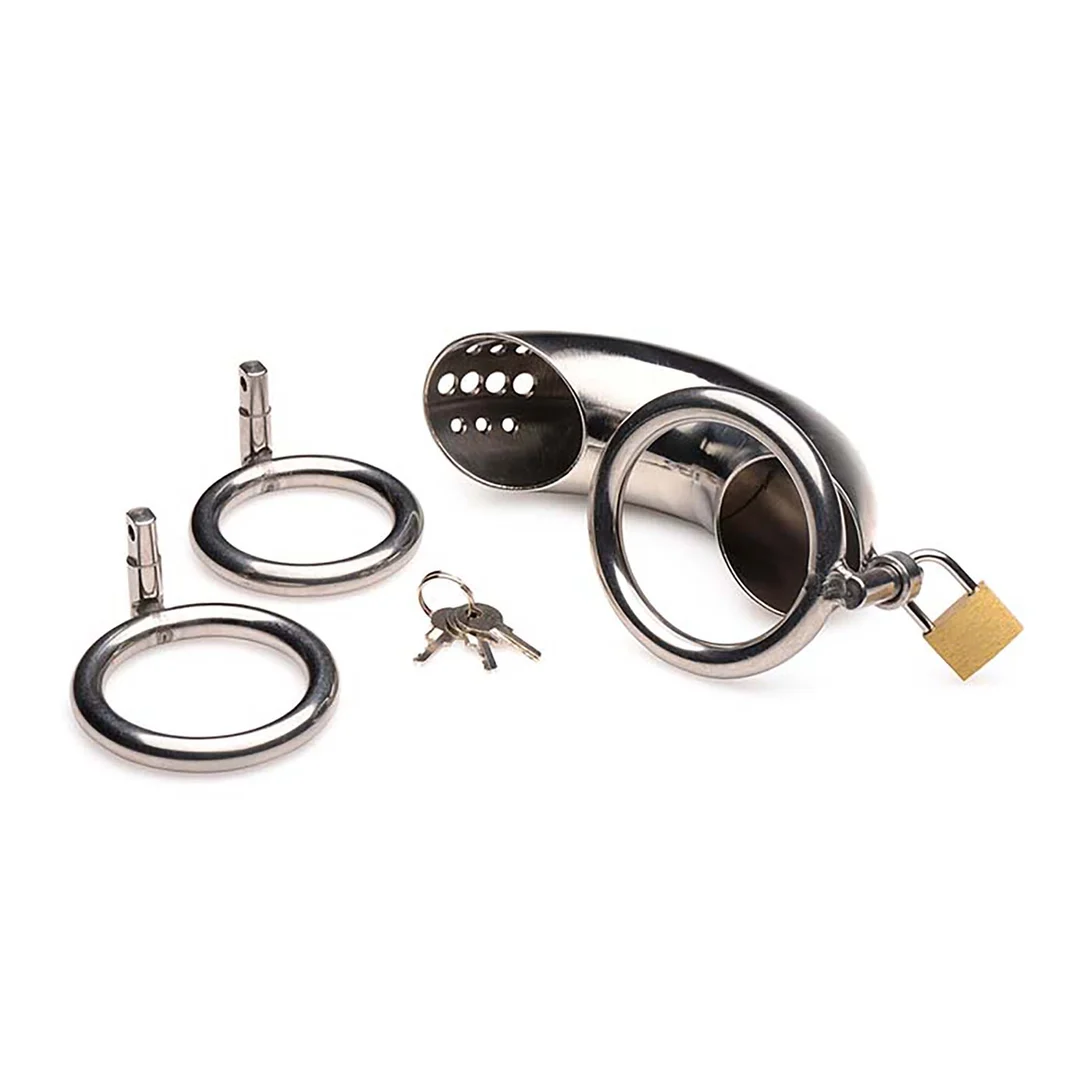 Klatka chastity XR Brands Forged Captor ze stali nierdzewnej - obrazek 2