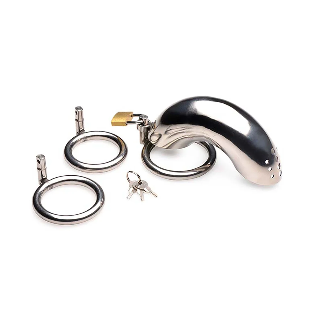 Klatka chastity XR Brands Forged Captor ze stali nierdzewnej - obrazek 3