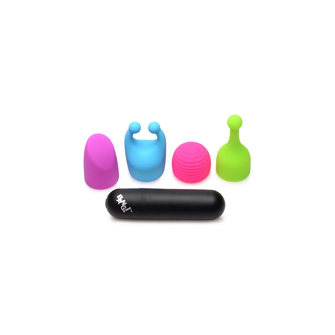 Wibrator typu bullet, ładowany, z 4 świecącymi w ciemności nakładkami, XR Brands - obrazek 5