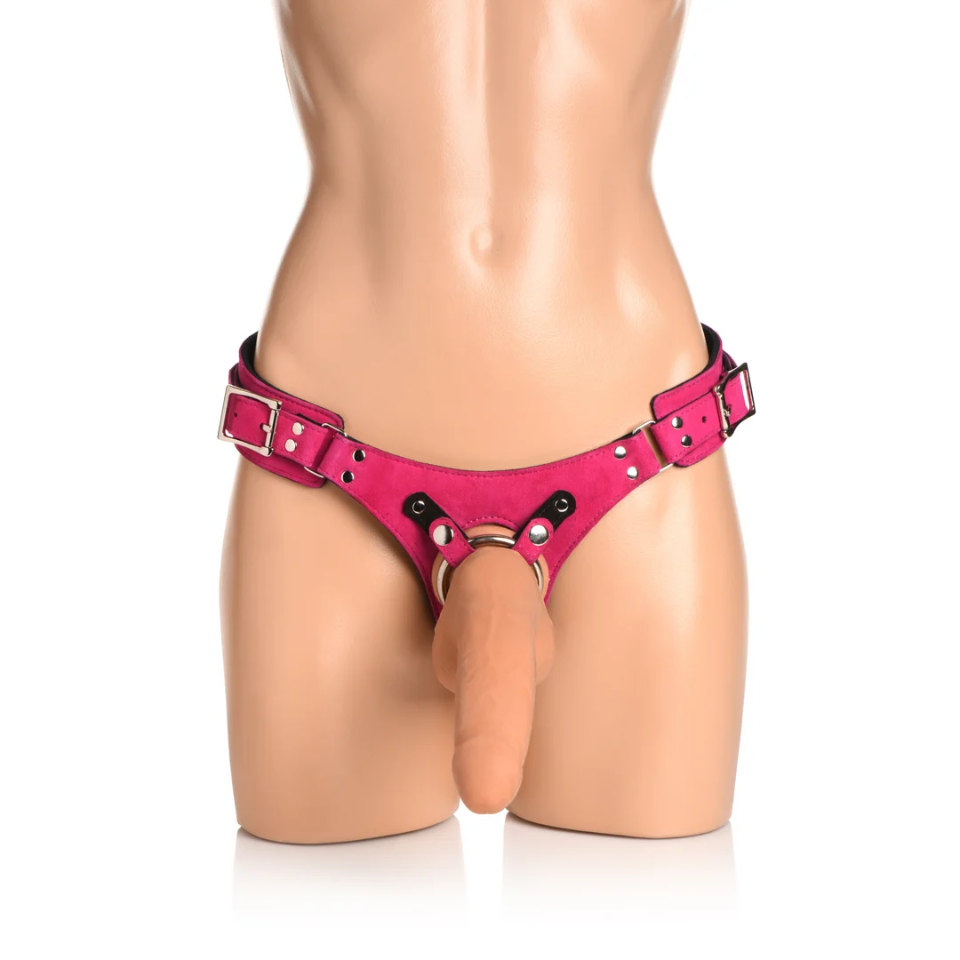 Bodice Deluxe skórzany harness gorsetowy w kolorze różowym - obrazek 5