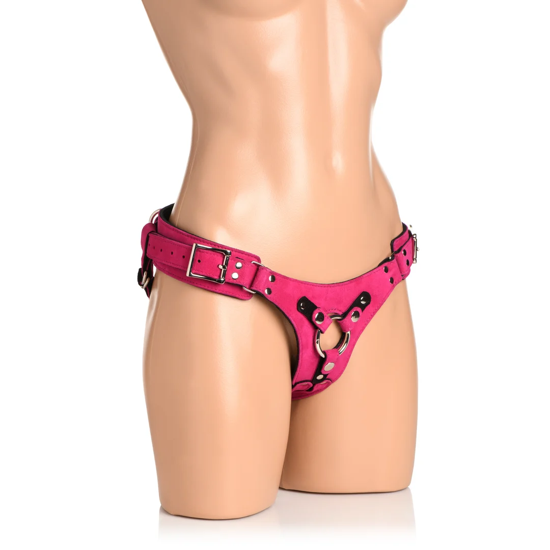 Bodice Deluxe skórzany harness gorsetowy w kolorze różowym - obrazek 4