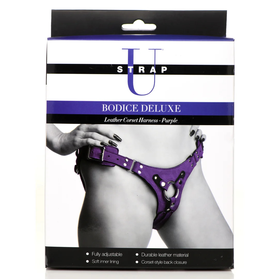 Bodice Deluxe skórzany harness gorsetowy w kolorze różowym - obrazek 8