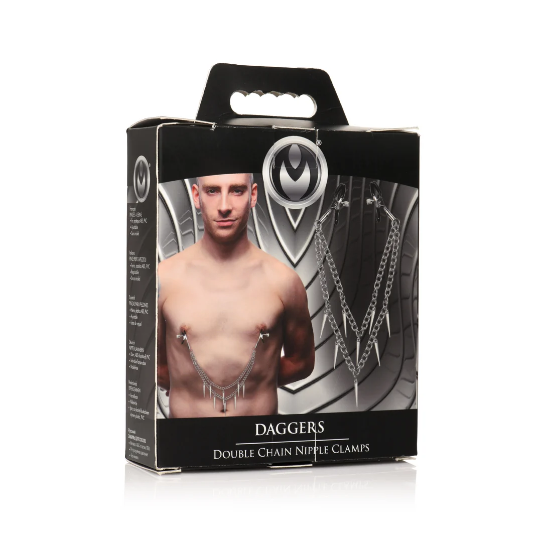 Klipsy na sutki XR Brands Dagger z podwójnym łańcuszkiem - obrazek 3