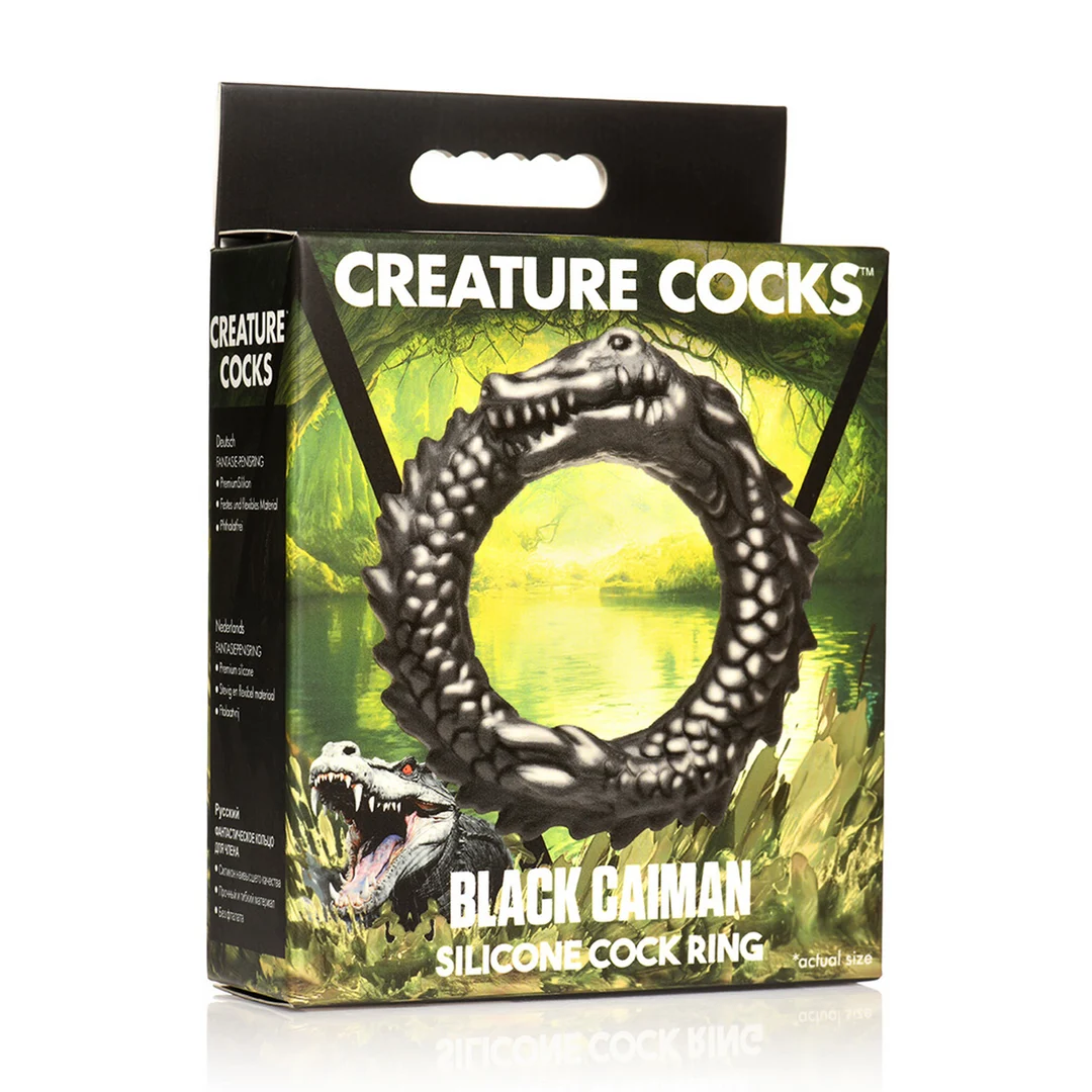 Silikonowy pierścień na penisa Black Caiman XR Brands - obrazek 1
