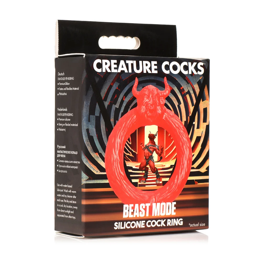 Czerwony silikonowy pierścień erekcyjny XR Brands Beast Mode - obrazek 1