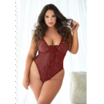 Koronkowe body Allure w panterkę, rubinowe - obrazek 2