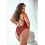 Koronkowe body Allure w panterkę, rubinowe