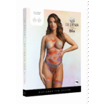 Bodystocking z otwartym krokiem, paskami i siateczką tie dye na imprezę – Le Desir