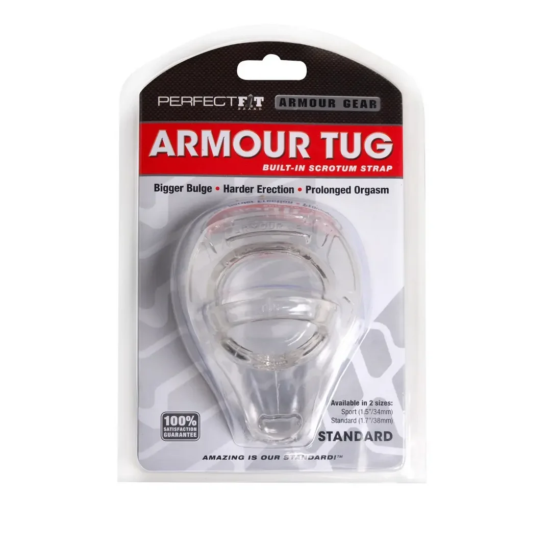 Pierścień na penisa PerfectFitBrand Armor Tug z paskiem na jądra - obrazek 1