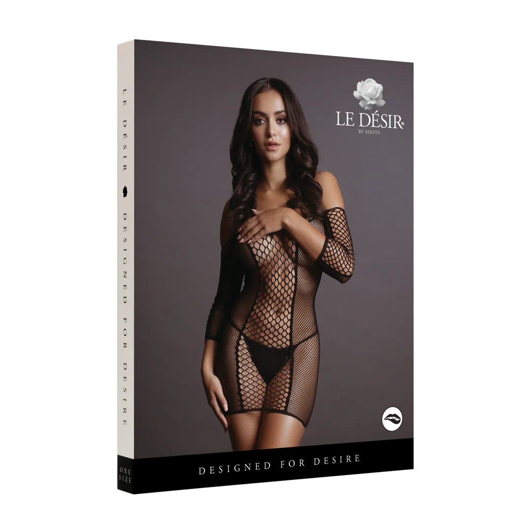 Babydoll z kabaretkową siateczką, która podkreśla krągłości, z eleganckim krojem – Le Desir - obrazek 7
