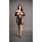 Seksowna sukienka mini plus size z siateczką i kontrastowymi detalami, podkreślająca pełniejsze kształty – LIN - obrazek 6