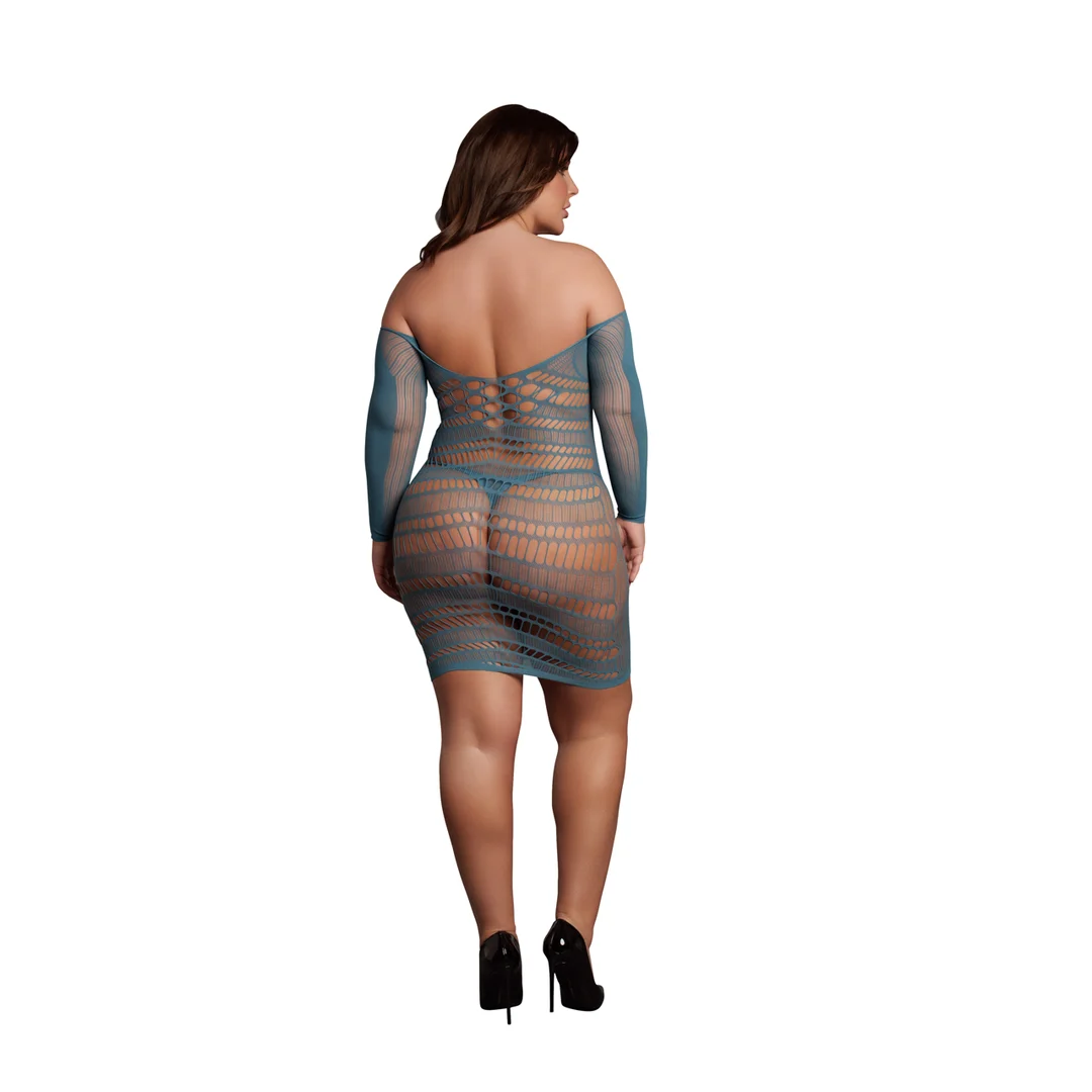Seksowna sukienka mini plus size z siateczką i kontrastowymi detalami, podkreślająca pełniejsze kształty – LIN - obrazek 9