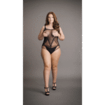 Body dla pełniejszych kształtów z kontrastową siateczką, zmysłowy look plus size – SexyPlus - obrazek 6
