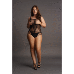 Body dla pełniejszych kształtów z kontrastową siateczką, zmysłowy look plus size – SexyPlus - obrazek 4