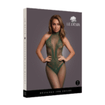 Koronkowy bodystocking z kabaretkowej siateczki i otwartym krokiem, zmysłowy look dla osób o krągłych kształtach – LIN - obrazek 25