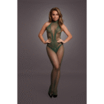 Koronkowy bodystocking z kabaretkowej siateczki i otwartym krokiem, zmysłowy look dla osób o krągłych kształtach – LIN - obrazek 28