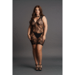 Elegancka koronkowa sukienka mini plus size z wysokim dekoltem, podkreślająca pełniejsze kształty - LIN - obrazek 5