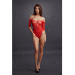 Ozdobne body bez kroku z kryształkami rhinestone i koronkową górą, podkreślające pełniejsze kształty - SexyPlus - obrazek 11
