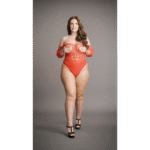 Ozdobne body bez kroku z kryształkami rhinestone i koronkową górą, podkreślające pełniejsze kształty - SexyPlus - obrazek 6