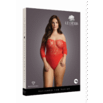 Ozdobne body bez kroku z kryształkami rhinestone i koronkową górą, podkreślające pełniejsze kształty - SexyPlus