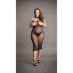 Sukienka plus size z wysokim wiązaniem na szyi i siateczkowymi wstawkami, dla pełniejszych kształtów – LIN - obrazek 6