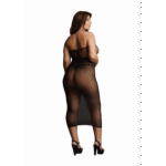 Sukienka plus size z wysokim wiązaniem na szyi i siateczkowymi wstawkami, dla pełniejszych kształtów – LIN - obrazek 3