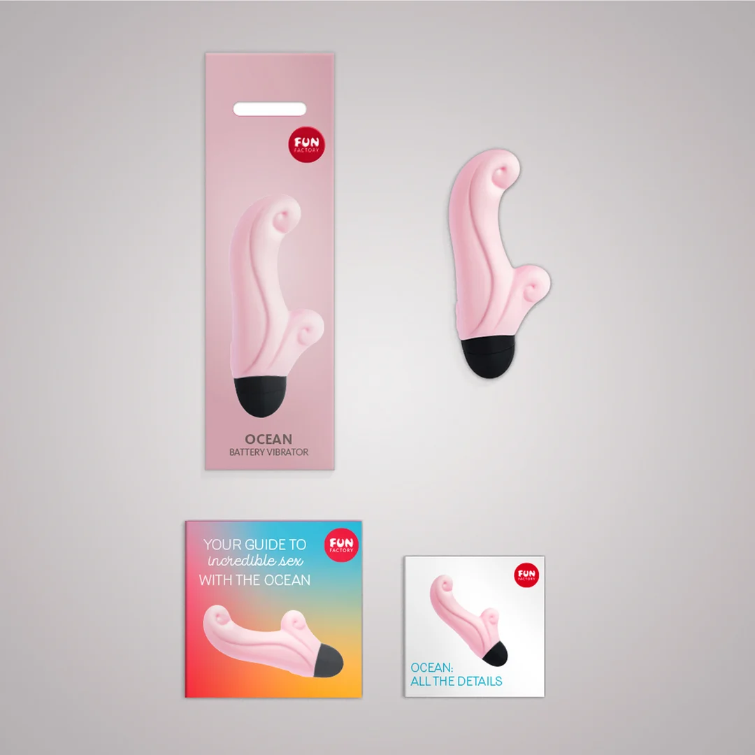 Mini wibrator z zakrzywioną końcówką do punktu G i łechtaczki – Fun Factory Ocean Baby, różowy - obrazek 2