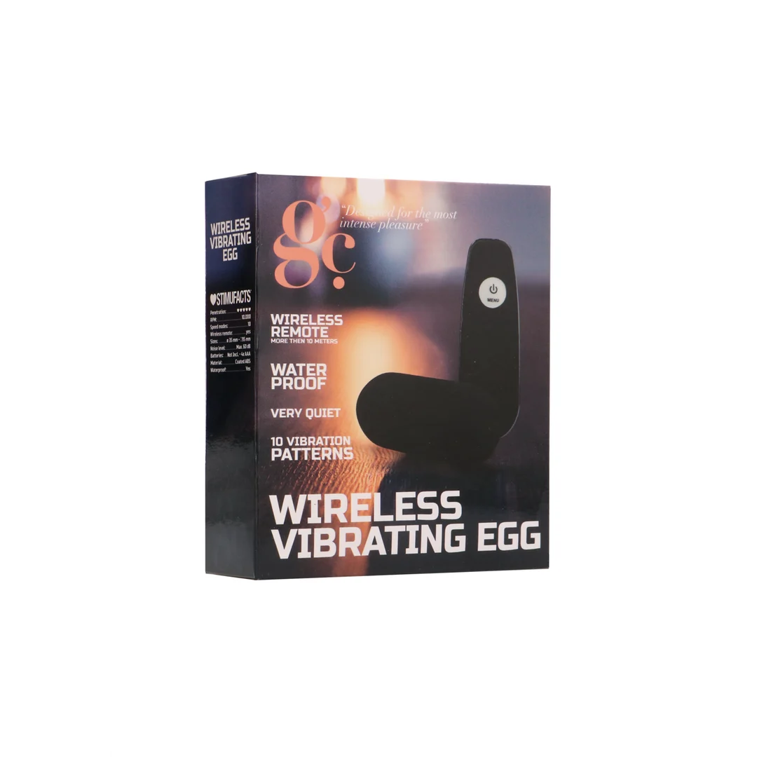 GC011BLK-2 Bezprzewodowe wibrujące jajko GC, czarne - obrazek 1