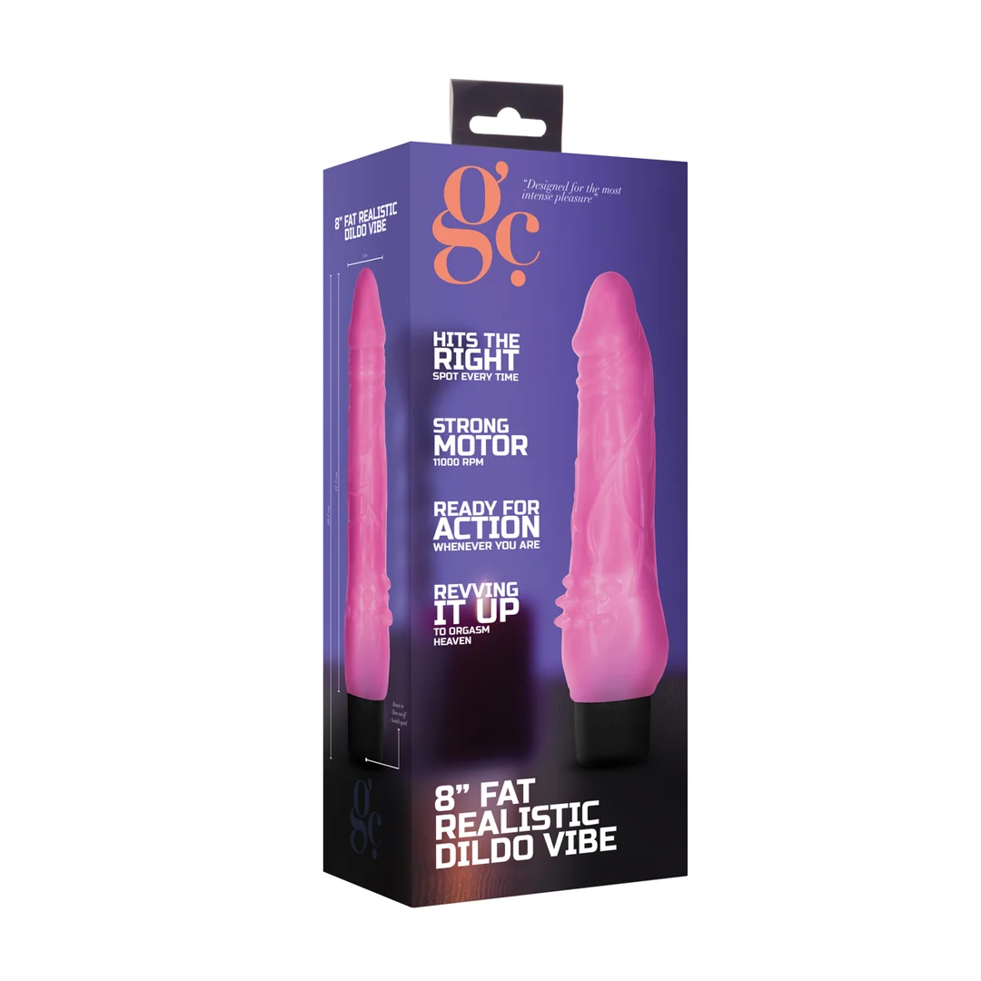 GC028PNK-2 Realistyczny wibrator z żebrowaną podstawą – 8 / 20 cm GC by Shots - obrazek 1