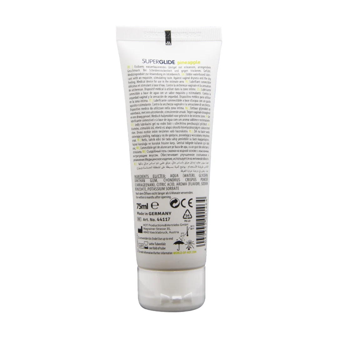 Lubrykant smakowy | Jadalny lubrykant na bazie wody | Ananas | 75 ml | HOT Superglide - obrazek 1