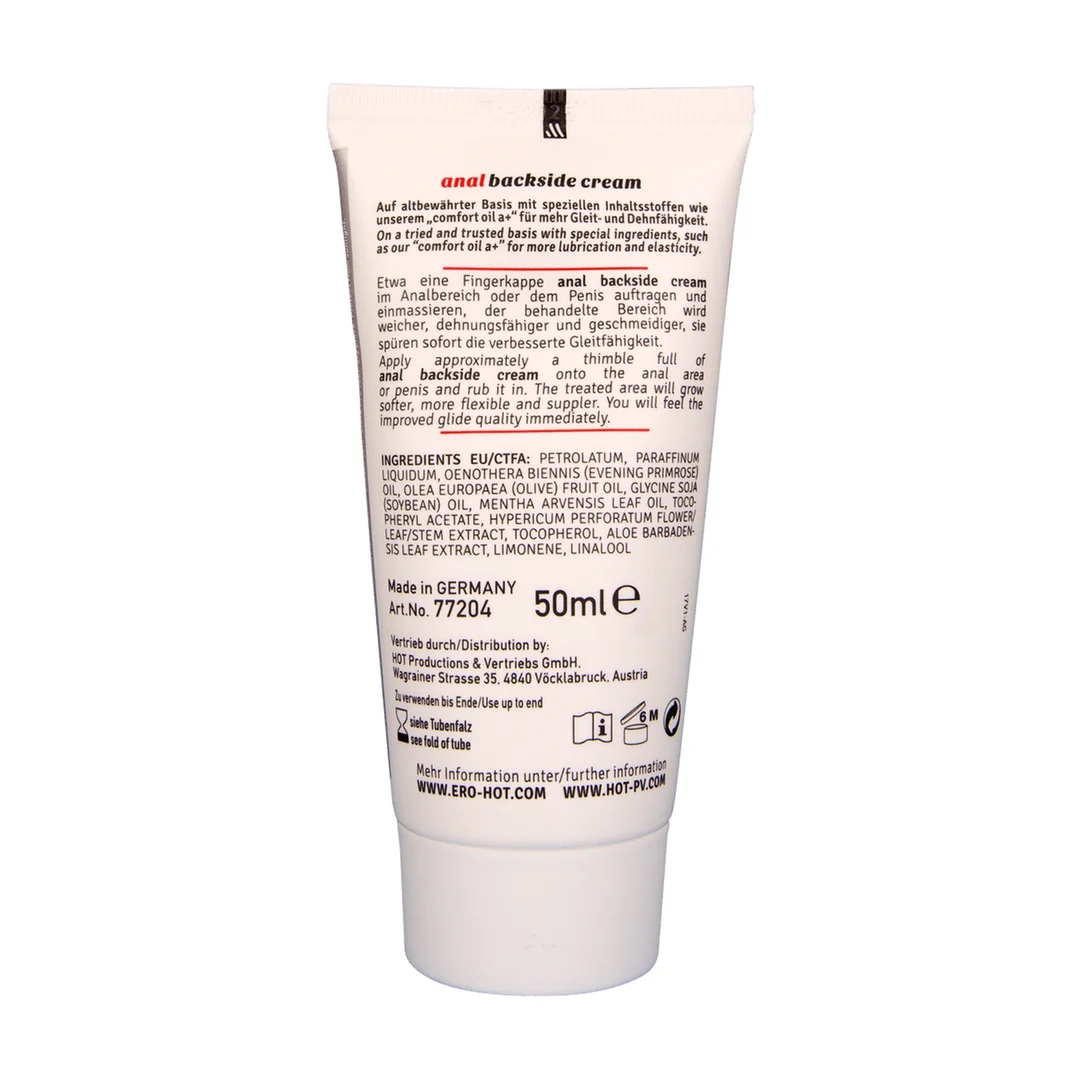 Stymulujący krem do seksu analnego – 2 fl oz / 50 ml – Achterkant – ero by HOT - obrazek 1