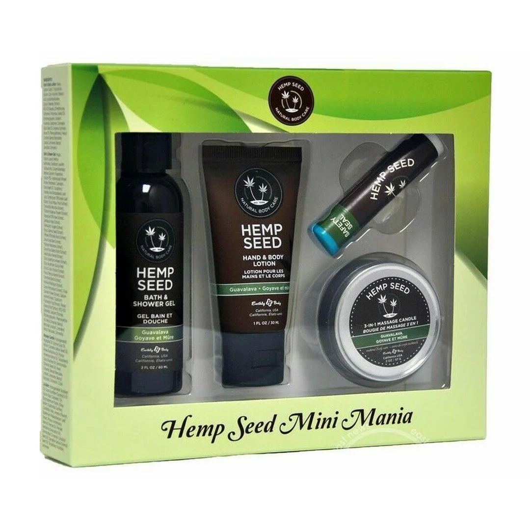 Hemp Seed Mini Mania Travel Set – 4 elementowy zestaw mini kosmetyków do pielęgnacji skóry o zapachu guawy i jeżyny - obrazek 1