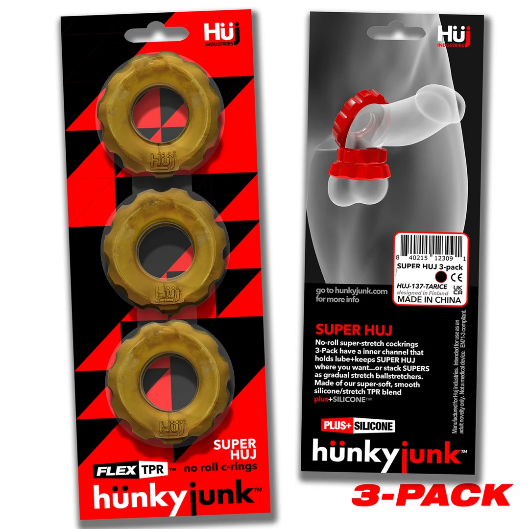 Pierścienie erekcyjne Hunkyjunk Super Huj, 3 sztuki - obrazek 1