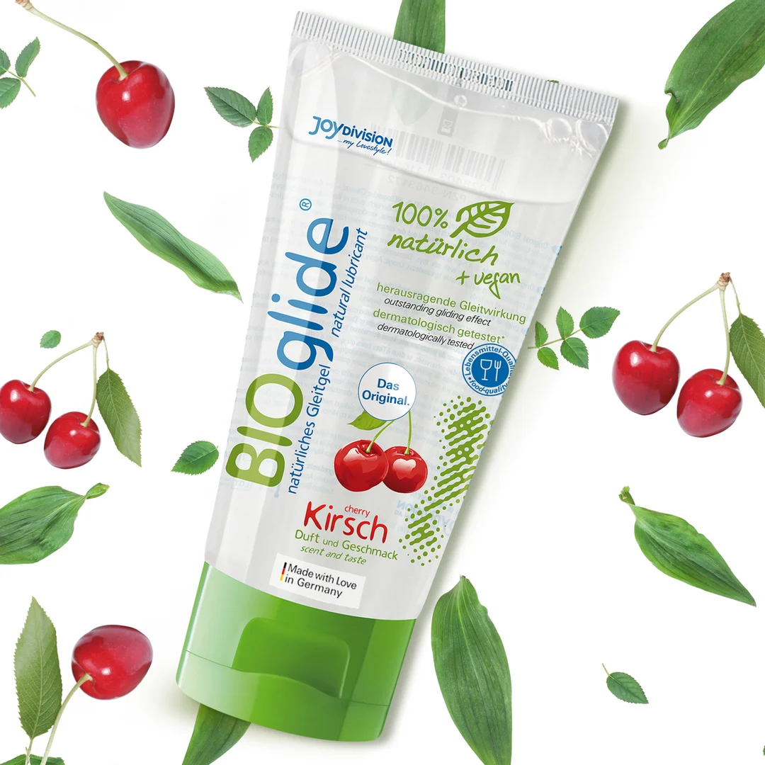 Lubrykant smakowy – w 100% naturalny i wegański – wiśnia – 80 ml – BIOglide - obrazek 1