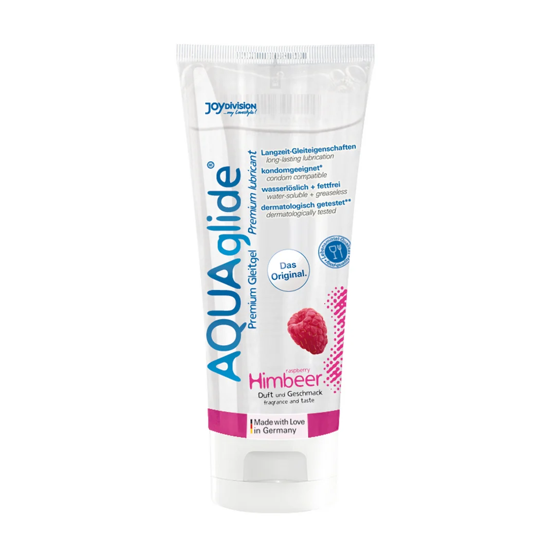 Lubrykant smakowy na bazie wody AQUAglide, oryginalna formuła, malina, 100 ml, Joydivision - obrazek 2