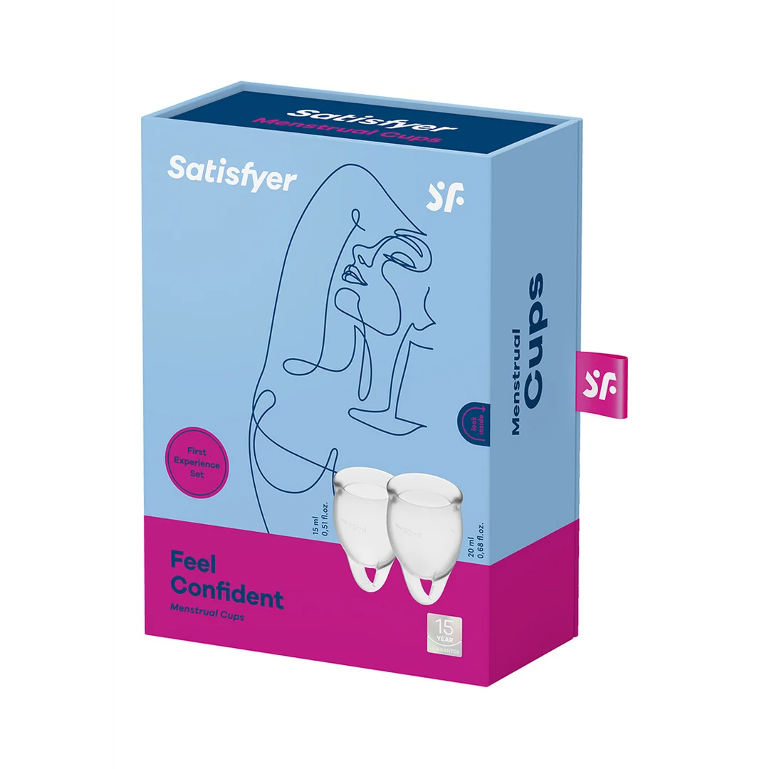 Kubeczki menstruacyjne – zestaw dwóch (15 ml i 20 ml), przezroczyste – Tester - obrazek 2