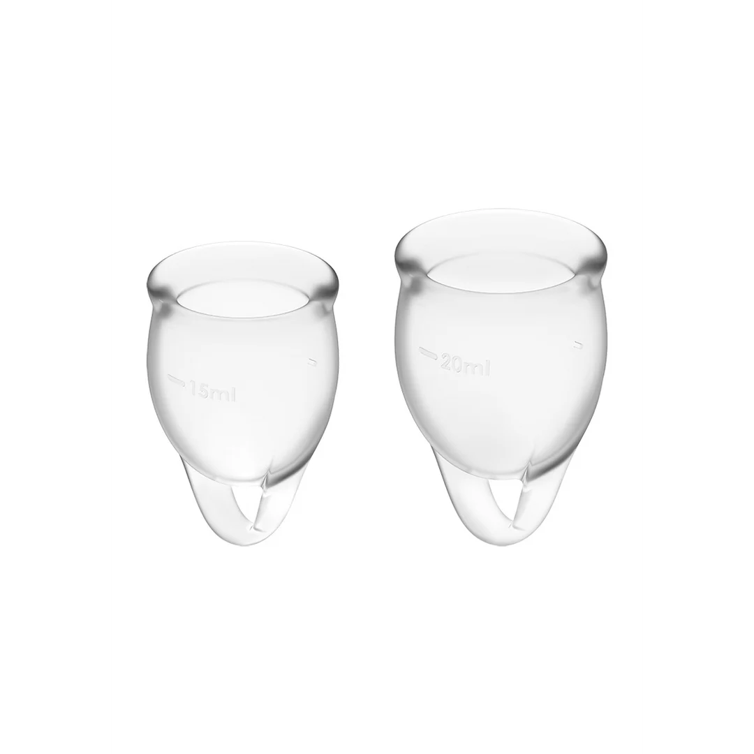 Kubeczki menstruacyjne – zestaw dwóch (15 ml i 20 ml), przezroczyste – Tester - obrazek 3