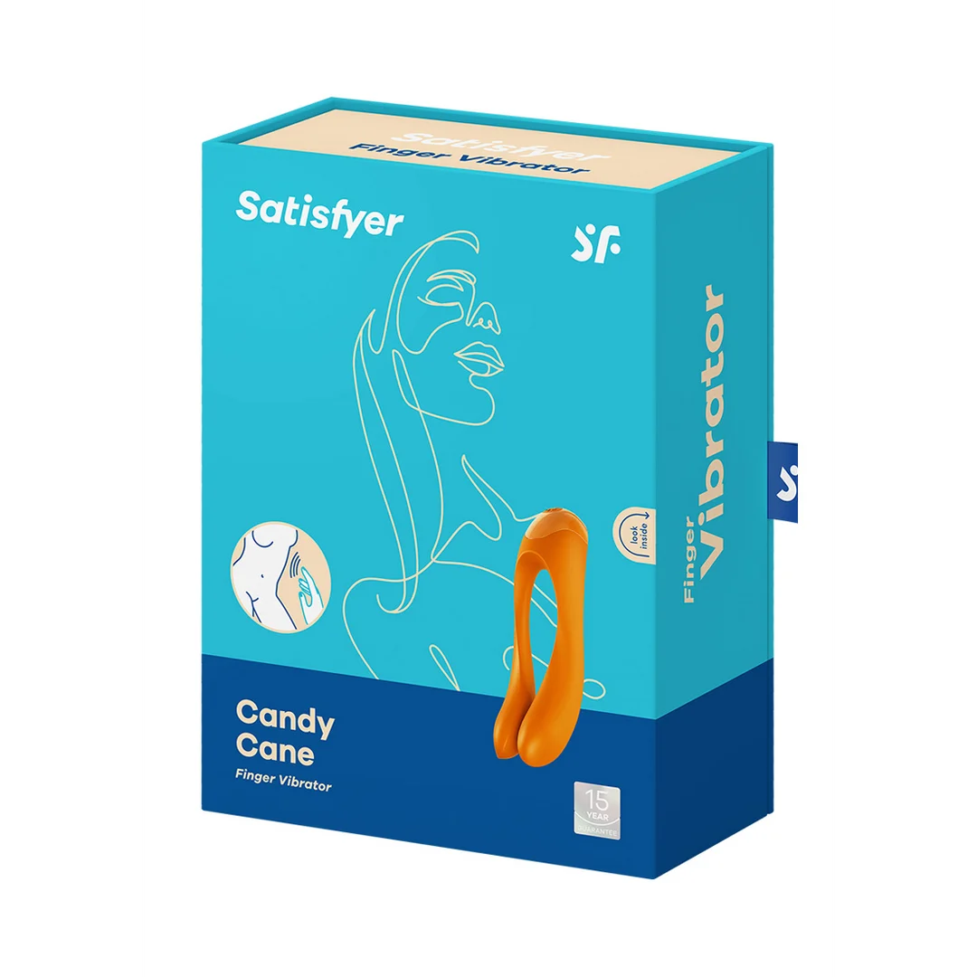 Satisfyer Candy Cane, pomarańczowy wibrator na palce - obrazek 1