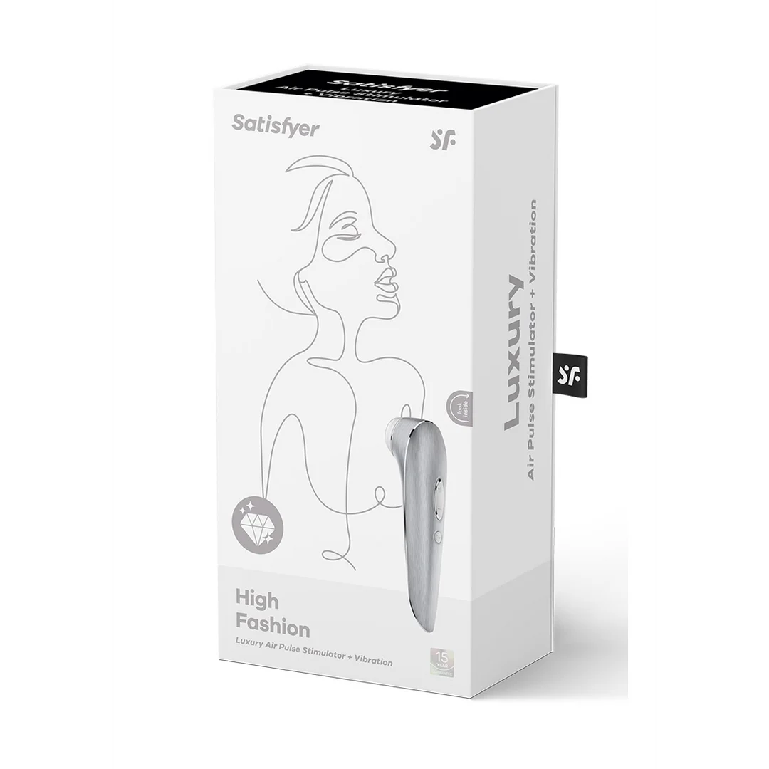 Satisfyer High Fashion srebrny stymulator falami powietrza i wibrator - obrazek 1