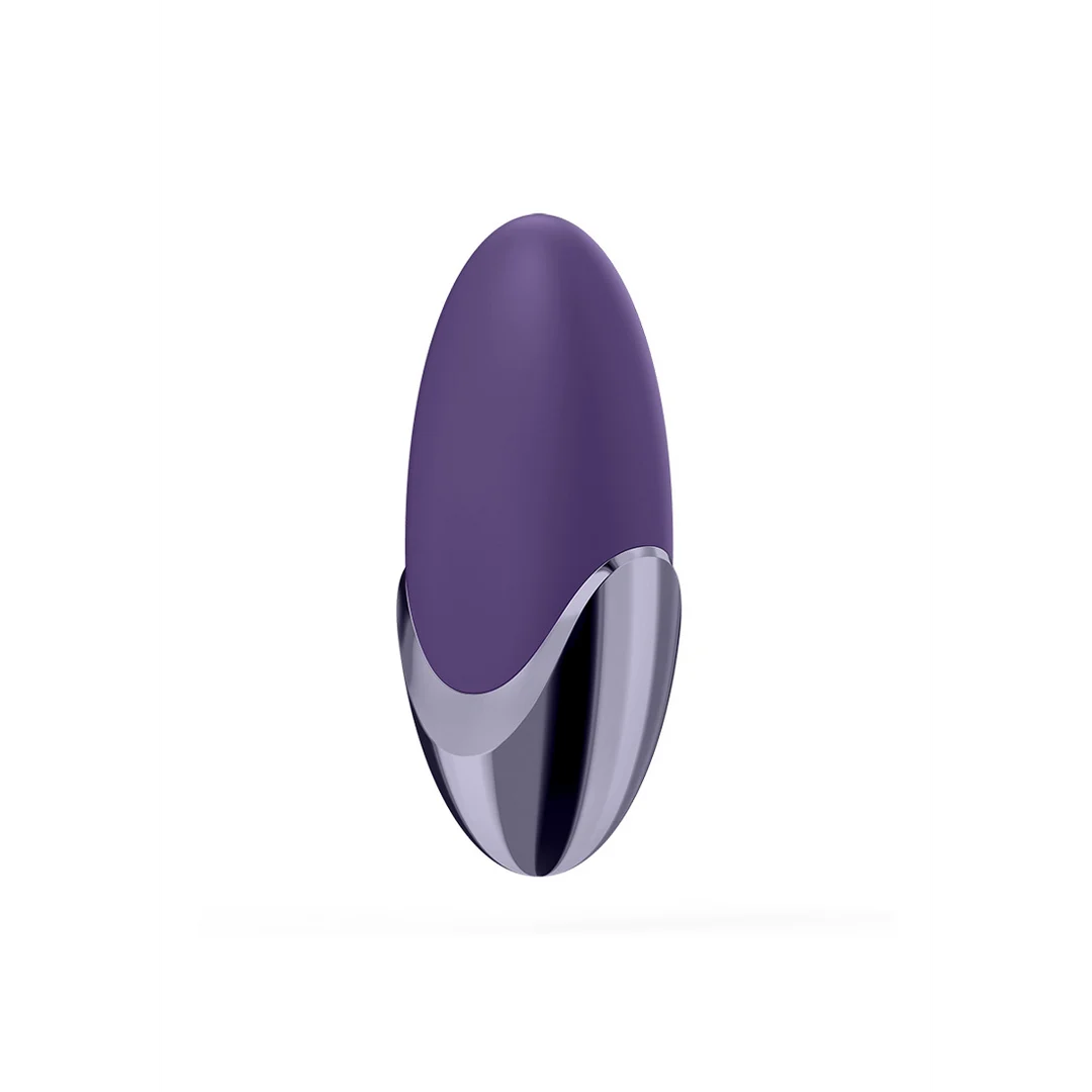 Wibrator Satisfyer do stymulacji przez przyłożenie, z bardzo miękkiego silikonu – fioletowy i mosiężny - obrazek 4