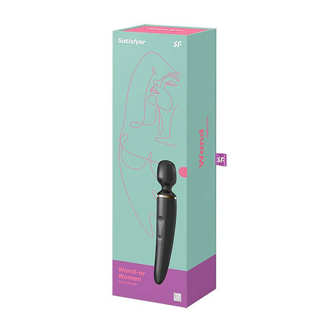 Wibrator wand Satisfyer do masażu całego ciała, czarno złoty - obrazek 1