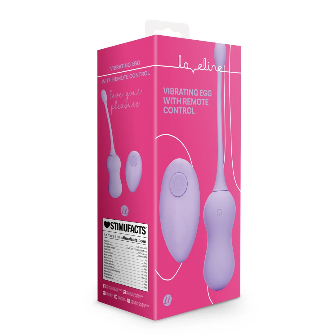LOVE030PUR-2 Wibrujące jajko Loveline Violet Harmony z pilotem - obrazek 1