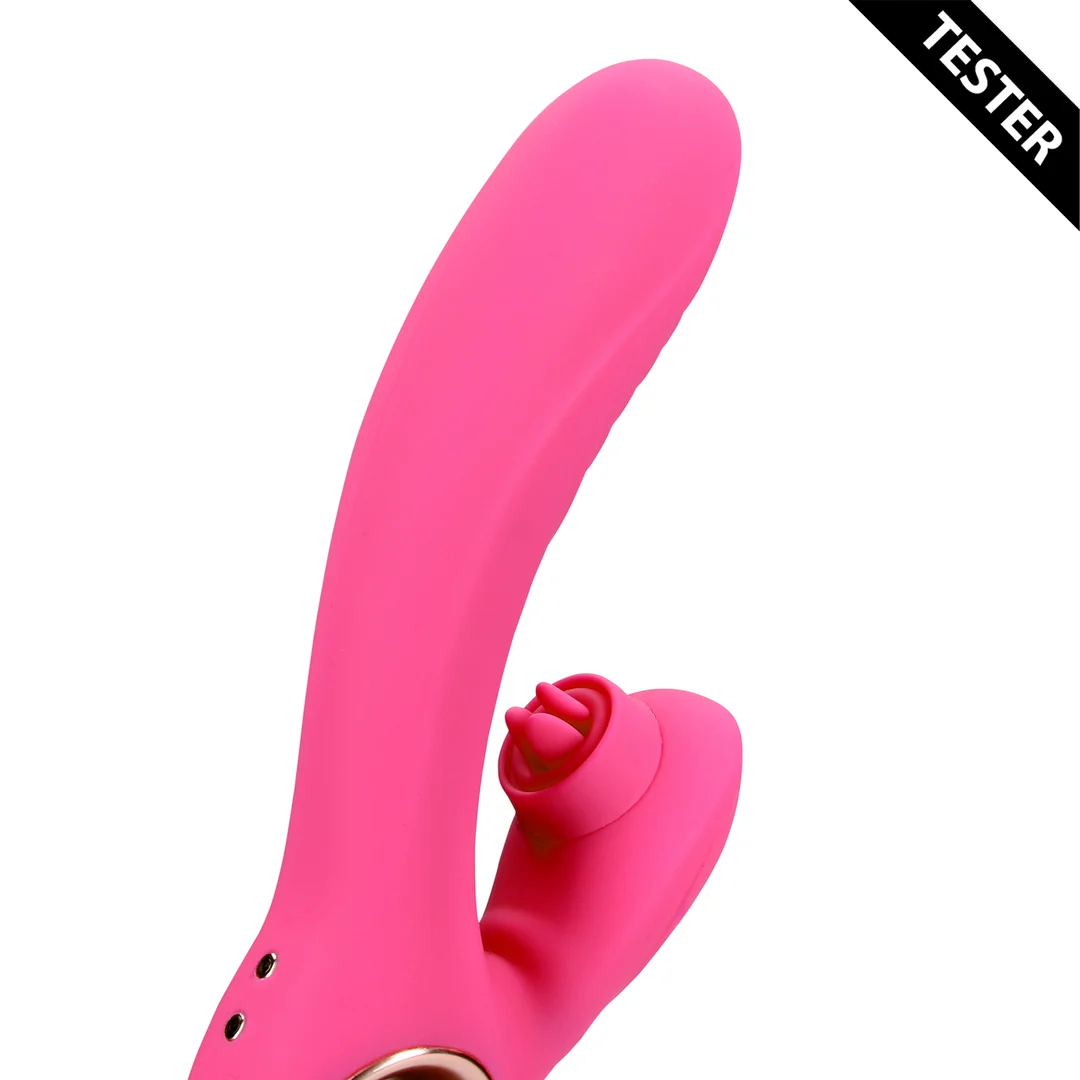 Wibrator rabbit z ruchami języka i funkcją podgrzewania Loveline by Shots Exuberant Pink Loveline by Shots - obrazek 3
