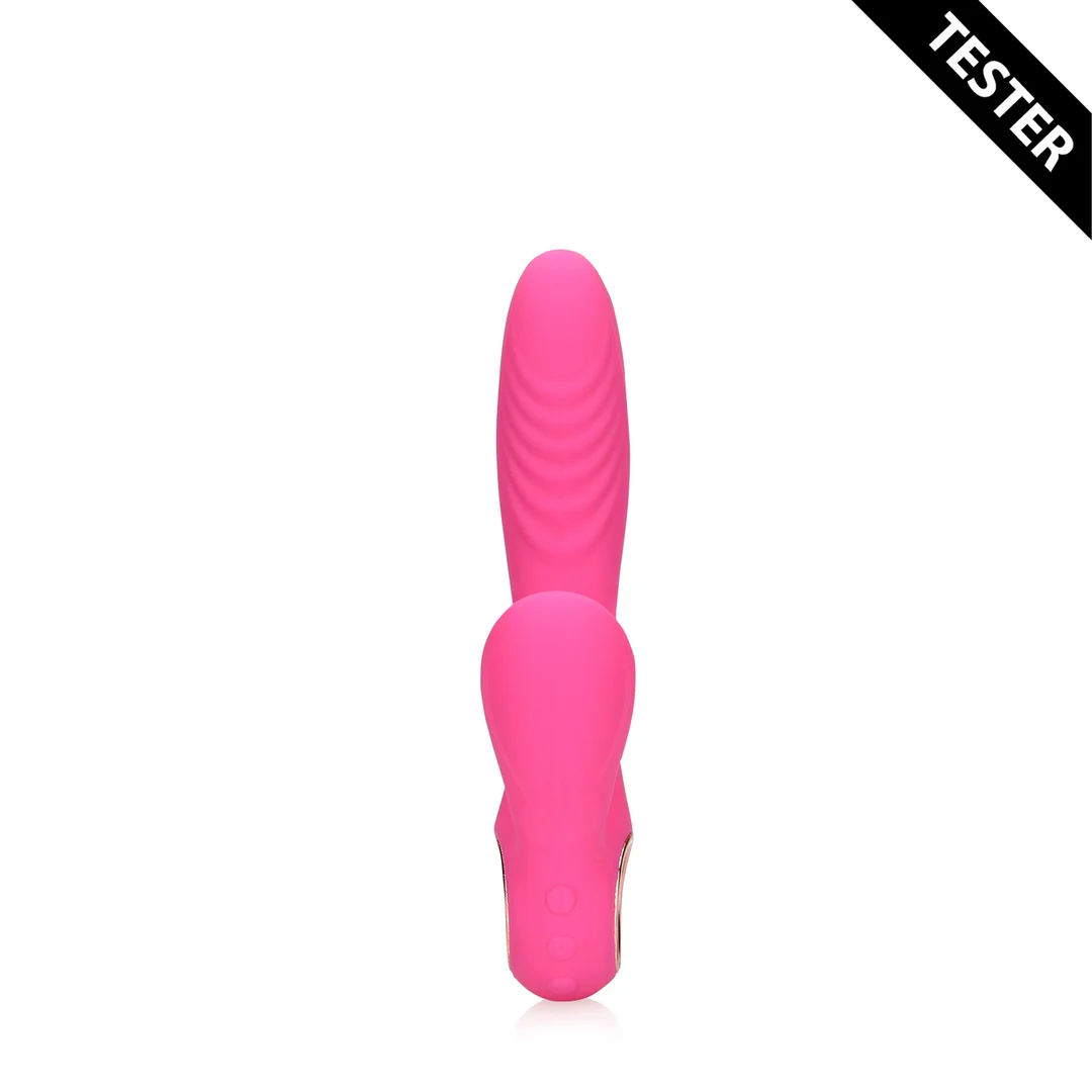 Wibrator rabbit z ruchami języka i funkcją podgrzewania Loveline by Shots Exuberant Pink Loveline by Shots - obrazek 1