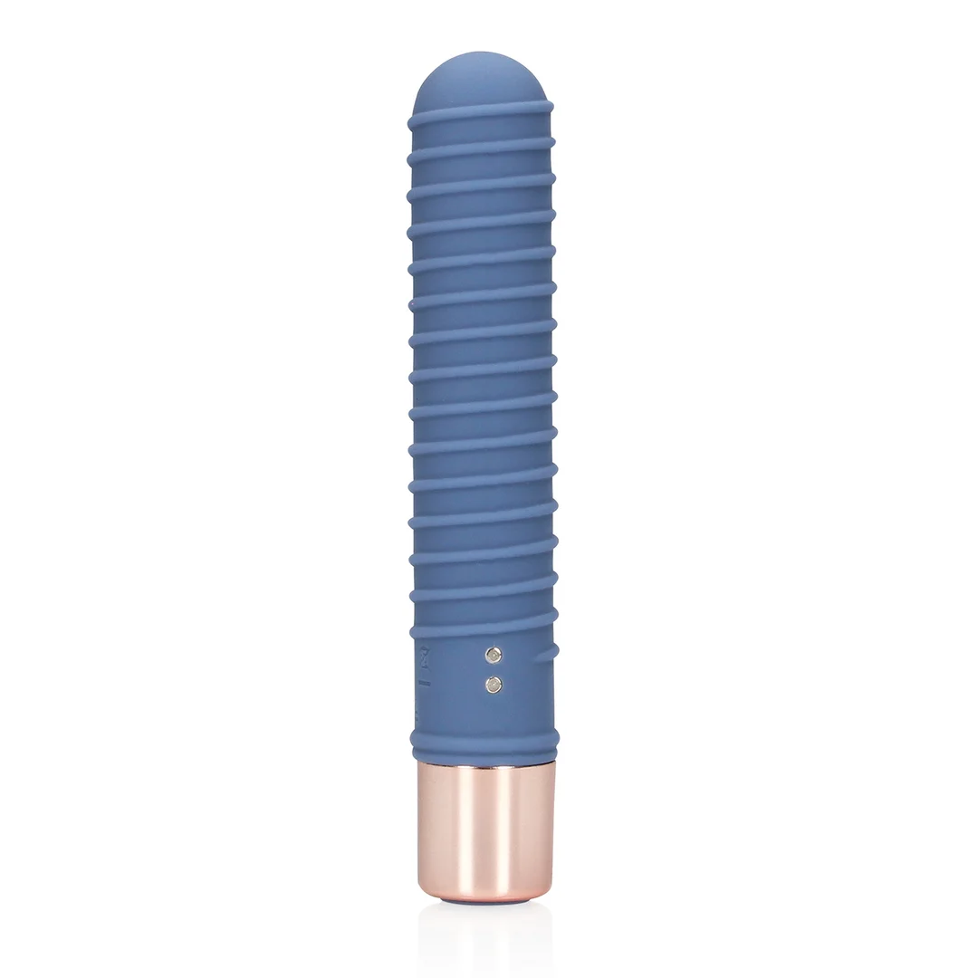 Prążkowany mini wibrator Blue Horizon - obrazek 4