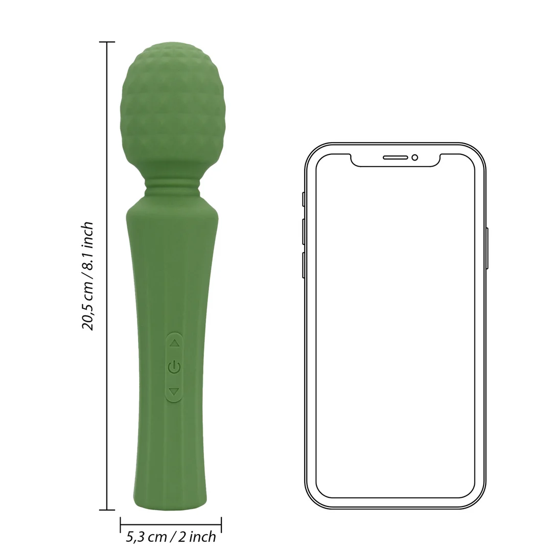 Wibrator typu wand, mocny masażer z cichym uchwytem, Green Mumba (Loveline by Shots) - obrazek 12
