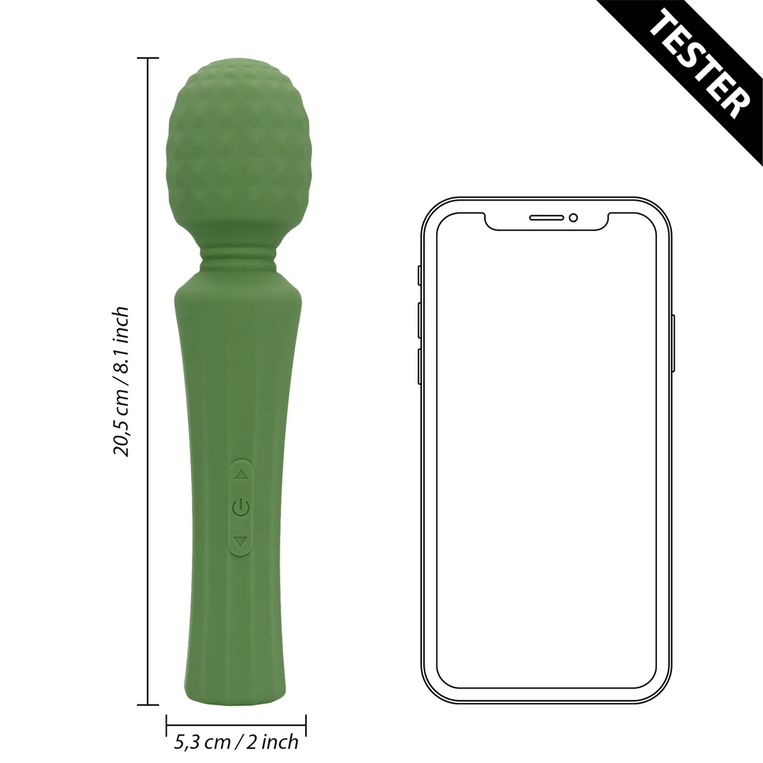 Wibrator typu wand, mocny masażer z cichym uchwytem, Green Mumba (Loveline by Shots) - obrazek 5