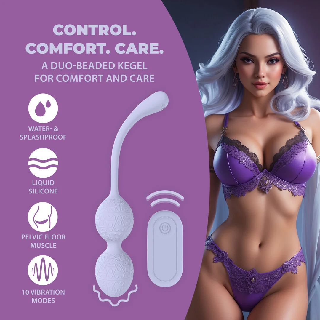 Wibrator analny z 10 trybami – wibrująca kulka Kegel z pilotem – lawendowy – tester - obrazek 8