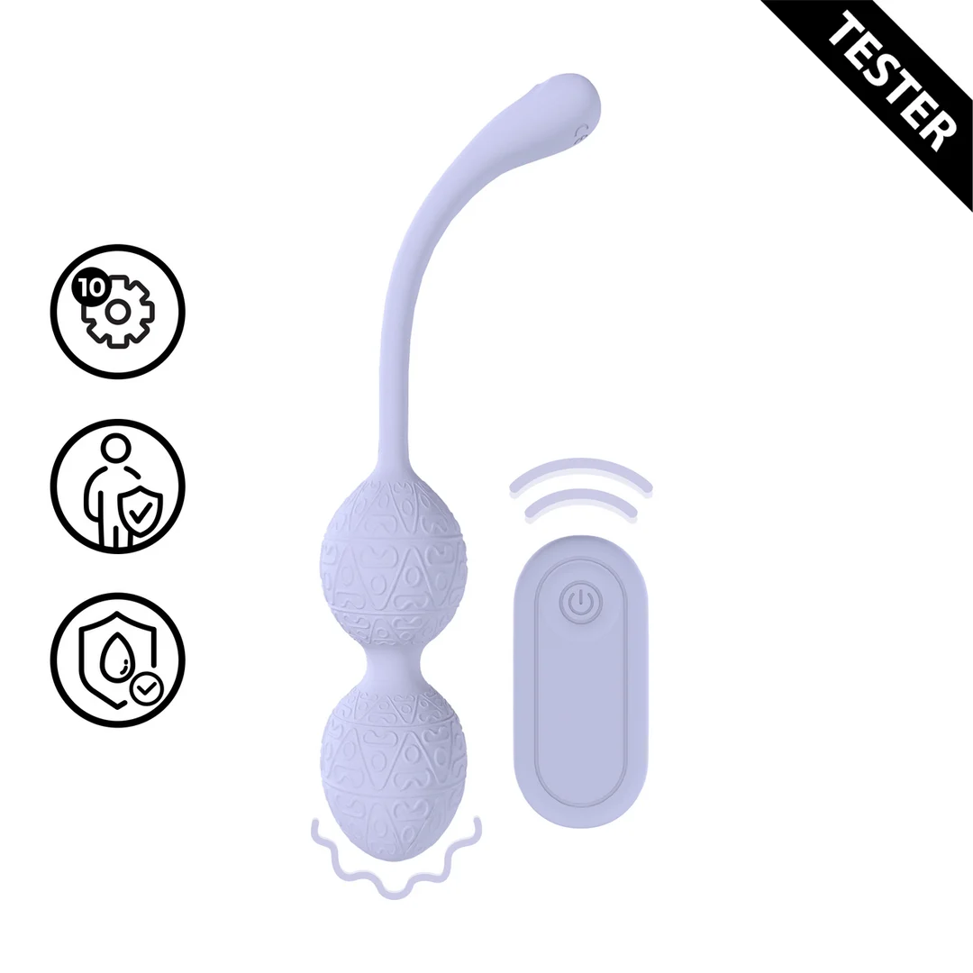 Wibrator analny z 10 trybami – wibrująca kulka Kegel z pilotem – lawendowy – tester - obrazek 4